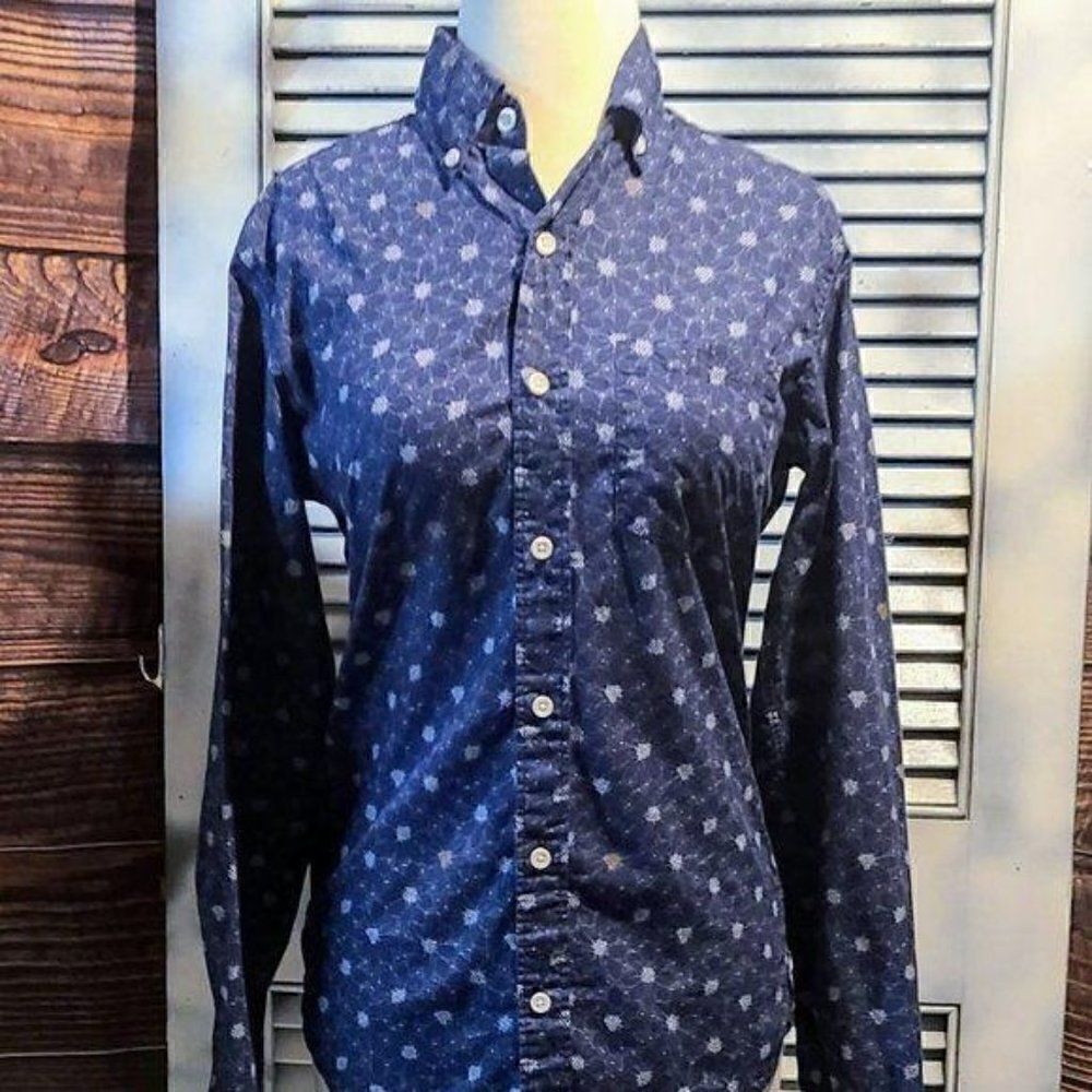 J.Crew Floral Button Down Oxford Shirt Blue Daisy Print Women's XS